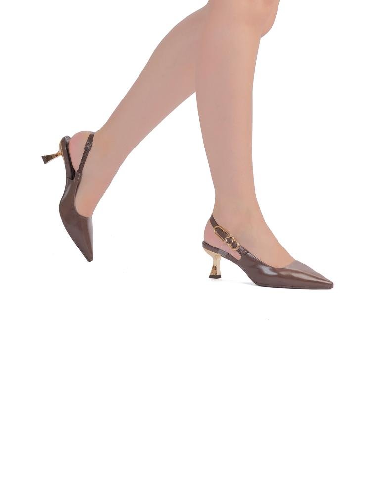 Scarpin Bebecê Com Elástico Confortável Detalhe Sofisticado Marrom 2
