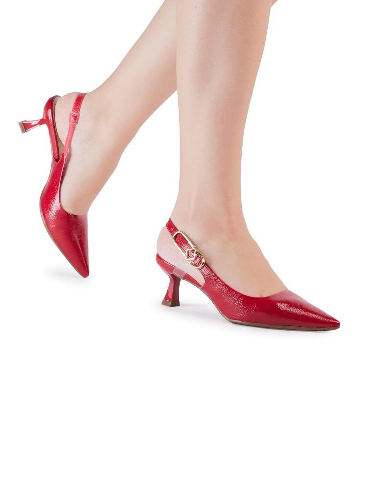 Scarpin Bebecê Com Elástico Confortável Detalhe Sofisticado Vermelho 2