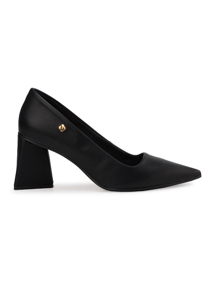 Scarpin Bebecê Confortável Clássico  Salto Geométrico