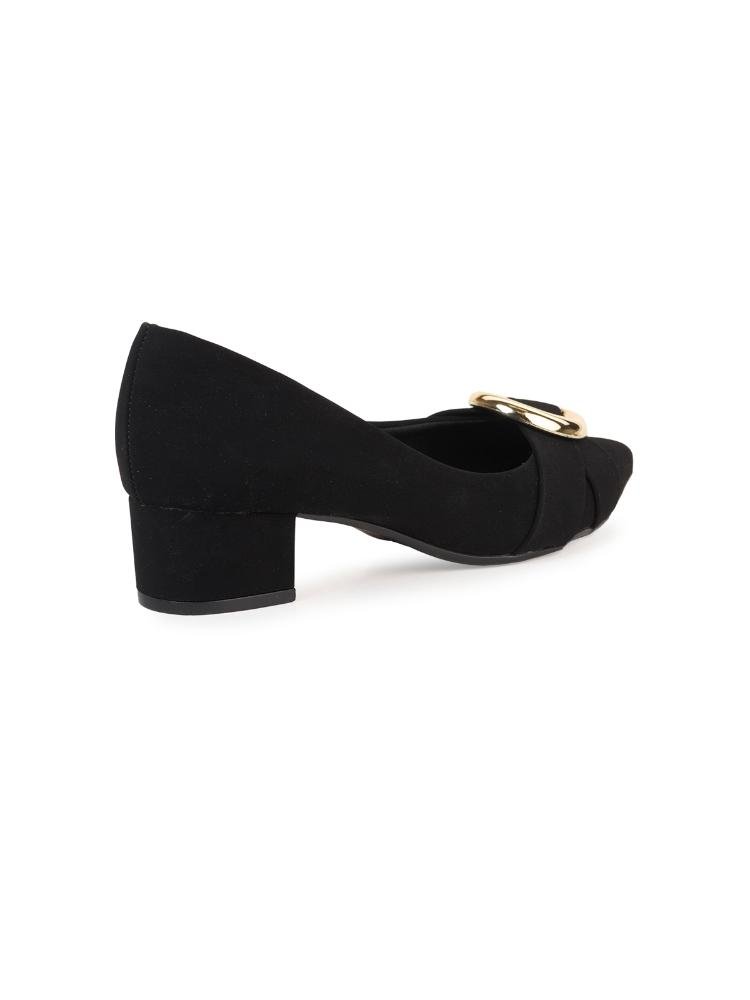 Scarpin Bebecê Salto Baixo com Fivela Decorativa Preto 4