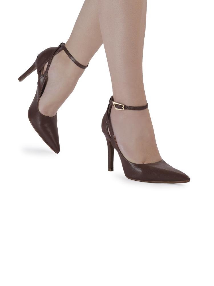 Scarpin Bebecê Elegante Moderno Com Fivela Marrom 2