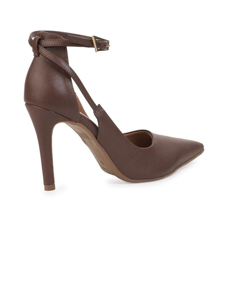 Scarpin Bebecê Elegante Moderno Com Fivela Marrom 4