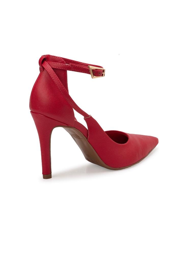 Scarpin Bebecê Elegante Moderno Com Fivela Vermelho 4
