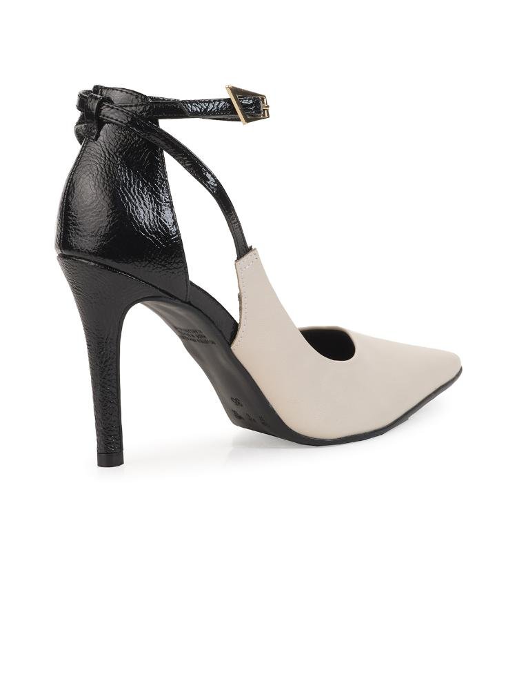 Scarpin Bebecê Elegante Moderno Com Fivela Aveia/Preto 4