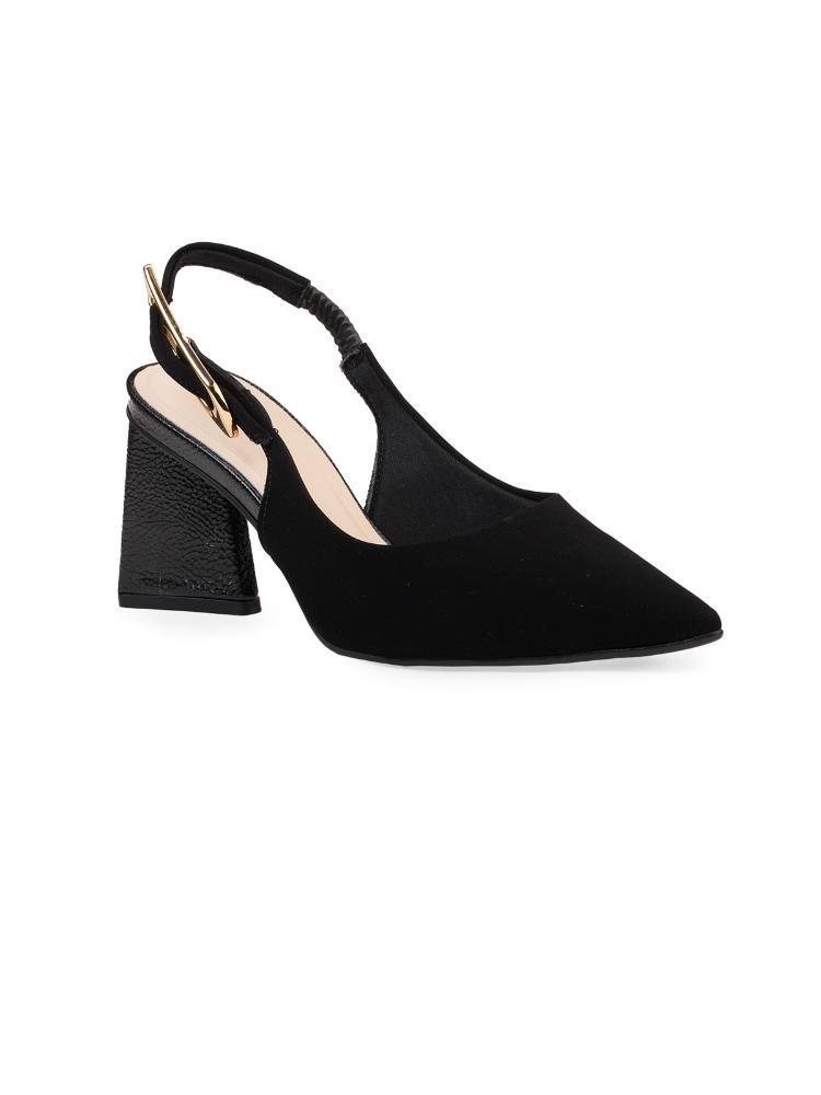 Scarpin Bebecê Bico Fino com Tira Ajustável e Salto Bloco Preto 3