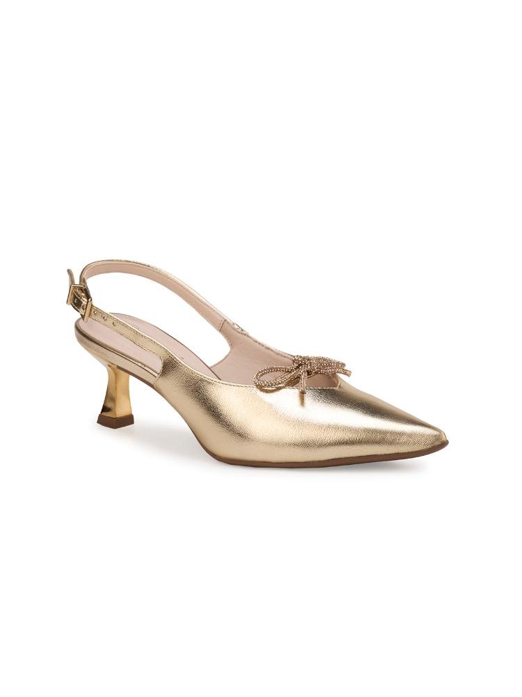 Scarpin Bebecê Com Fivela Confortável Detalhe Sofisticado Dourado 3