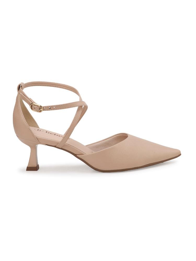Scarpin Bebecê Com Fivela Confortável Bege 1