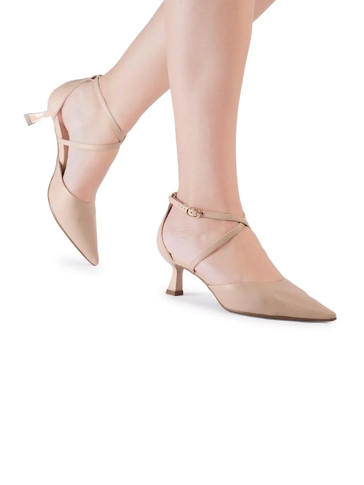 Scarpin Bebecê Com Fivela Confortável Bege 2