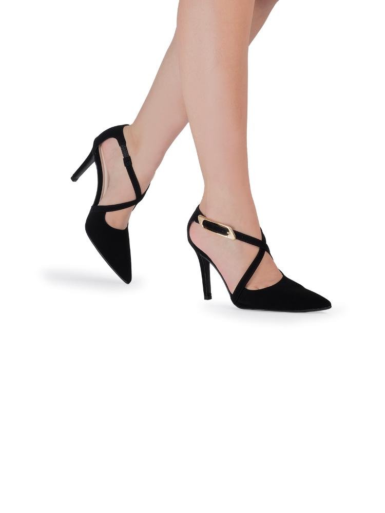 Scarpin Bebecê Fivela Elegance Com Fivela Preto 2