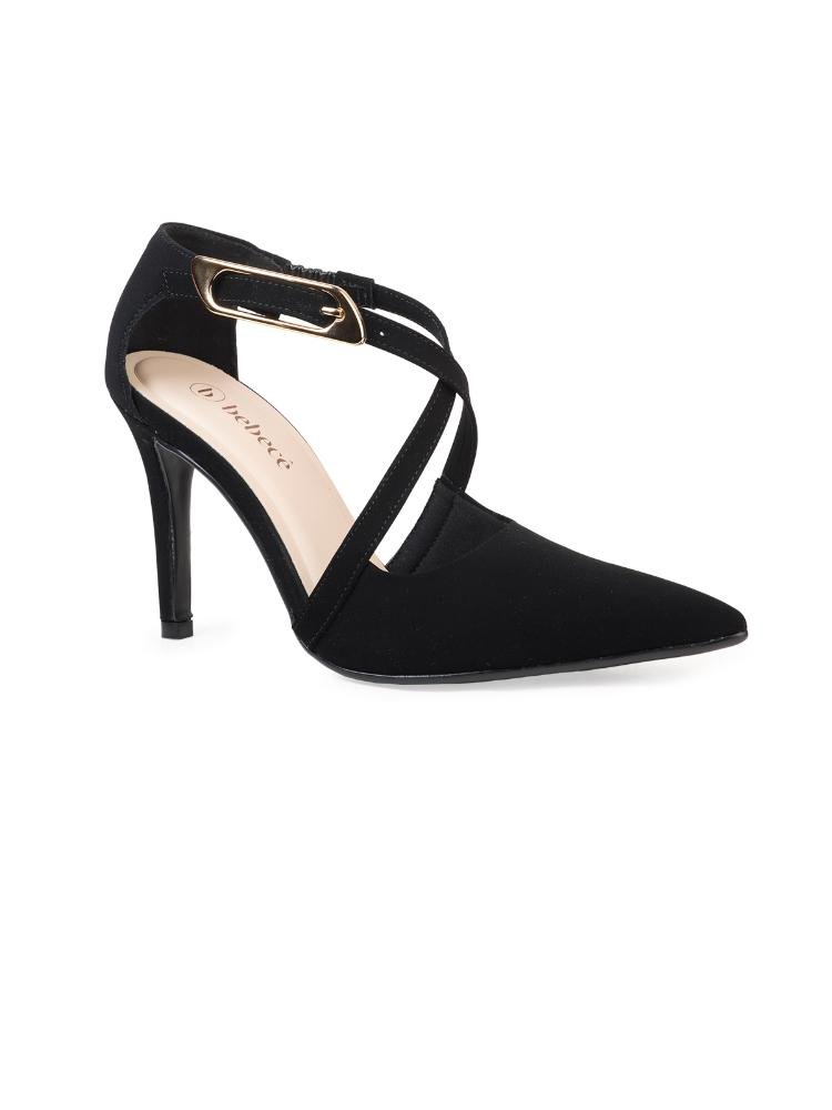 Scarpin Bebecê Fivela Elegance Com Fivela Preto 3