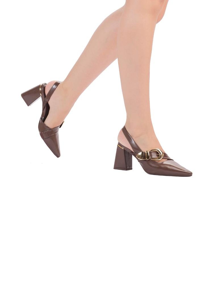 Scarpin Bebecê Salto Bloco Calce Facil  Enfeite Maxi Fivela