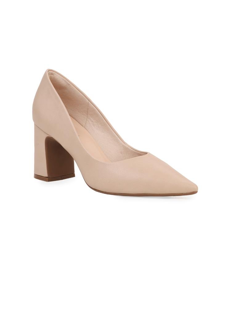 Scarpin Bebecê Salto Bloco Classico Bege 3