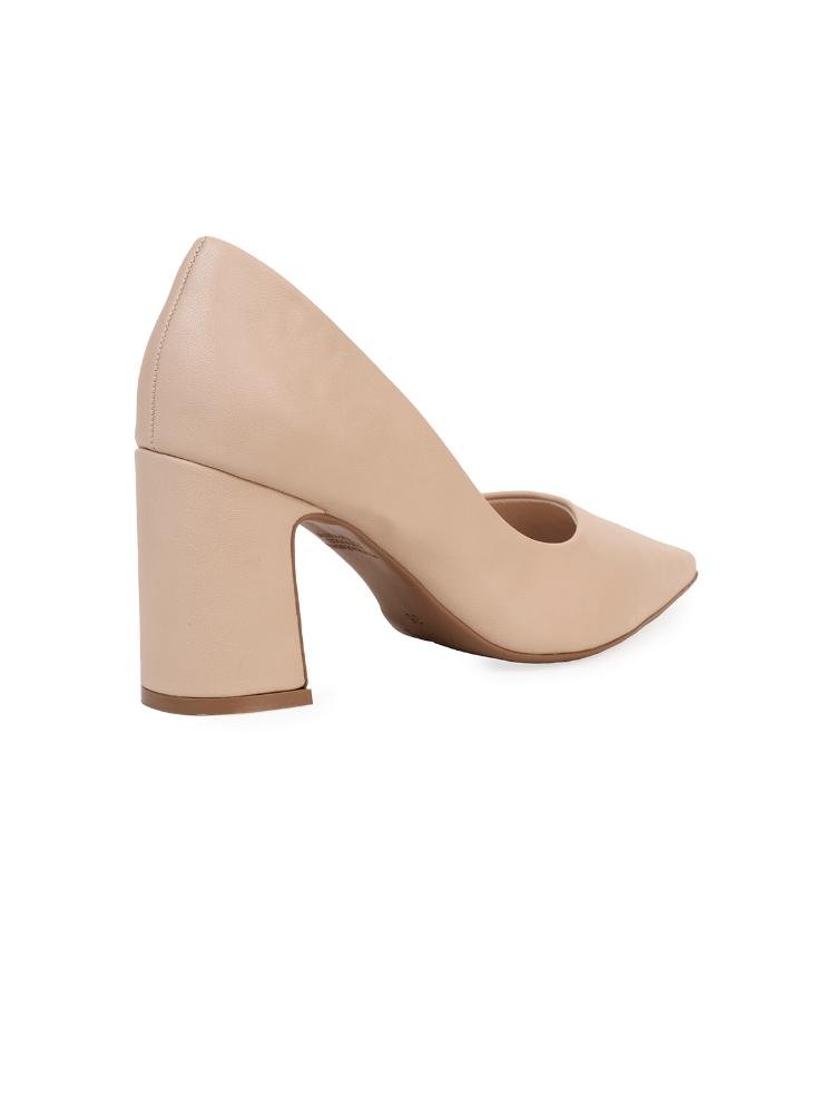 Scarpin Bebecê Salto Bloco Classico Bege 4