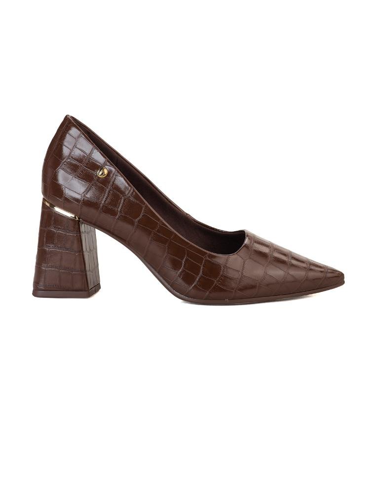 Scarpin Bebecê Salto Bloco Com Detalhe Dourado