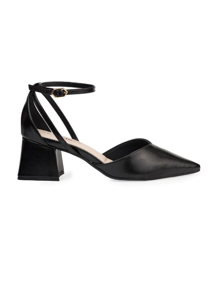 Scarpin Bebecê Salto Bloco com Tiras Minimalista
