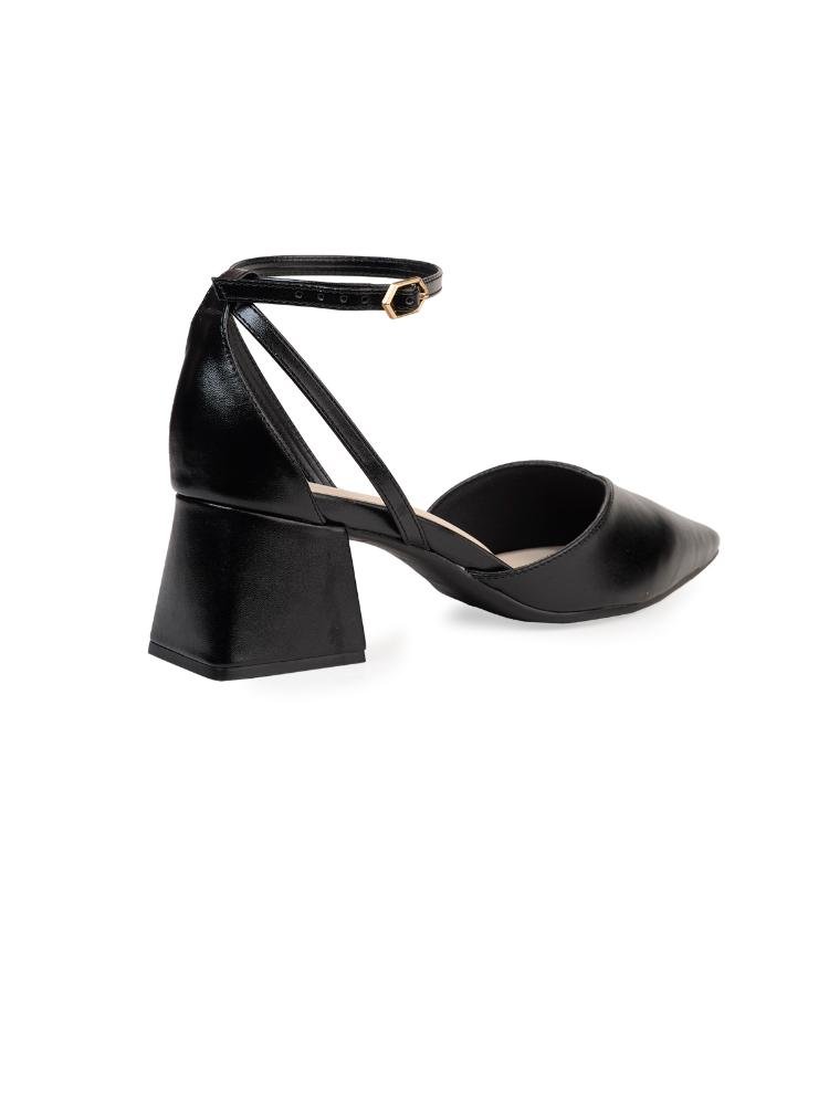 Scarpin Bebecê Salto Bloco com Tiras Minimalista Preto 3