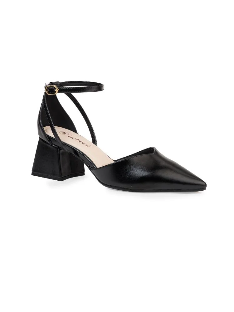 Scarpin Bebecê Salto Bloco com Tiras Minimalista Preto 4