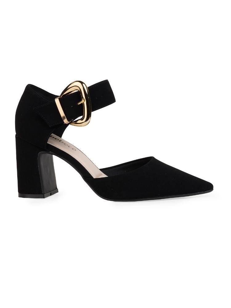 Scarpin Bebecê Salto Bloco com Fivela Decorativa