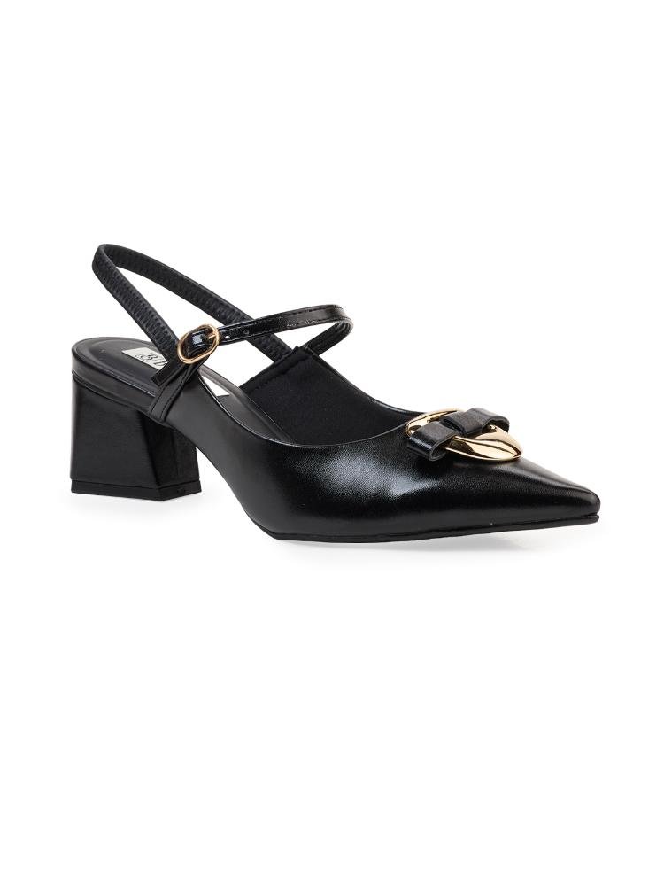 Scarpin Bebecê Salto Bloco com Tira Ajustável e Detalhe Decorativo Preto 3