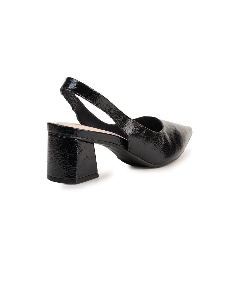 Scarpin Bebecê Salto Bloco Slingback Preto 4