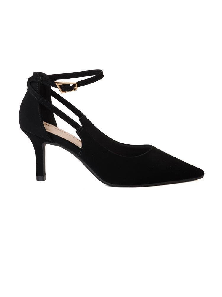 Scarpin Bebecê Salto Fino Semi Aberto Com Tira lateral