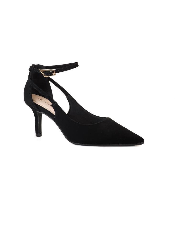 Scarpin Bebecê Salto Fino Semi Aberto Com Tira lateral Preto 3
