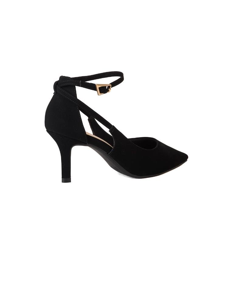 Scarpin Bebecê Salto Fino Semi Aberto Com Tira lateral Preto 4