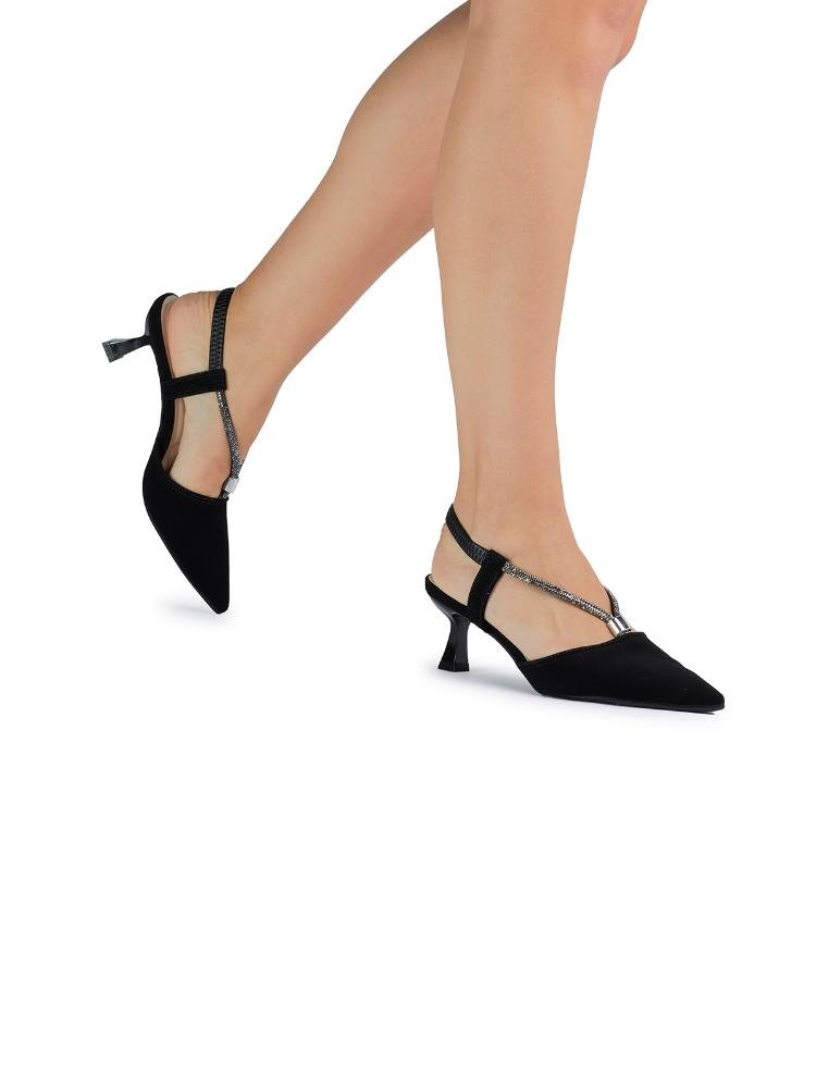 Scarpin Bebecê Salto Médio Taça Com Detalhe em Strass Preto 2