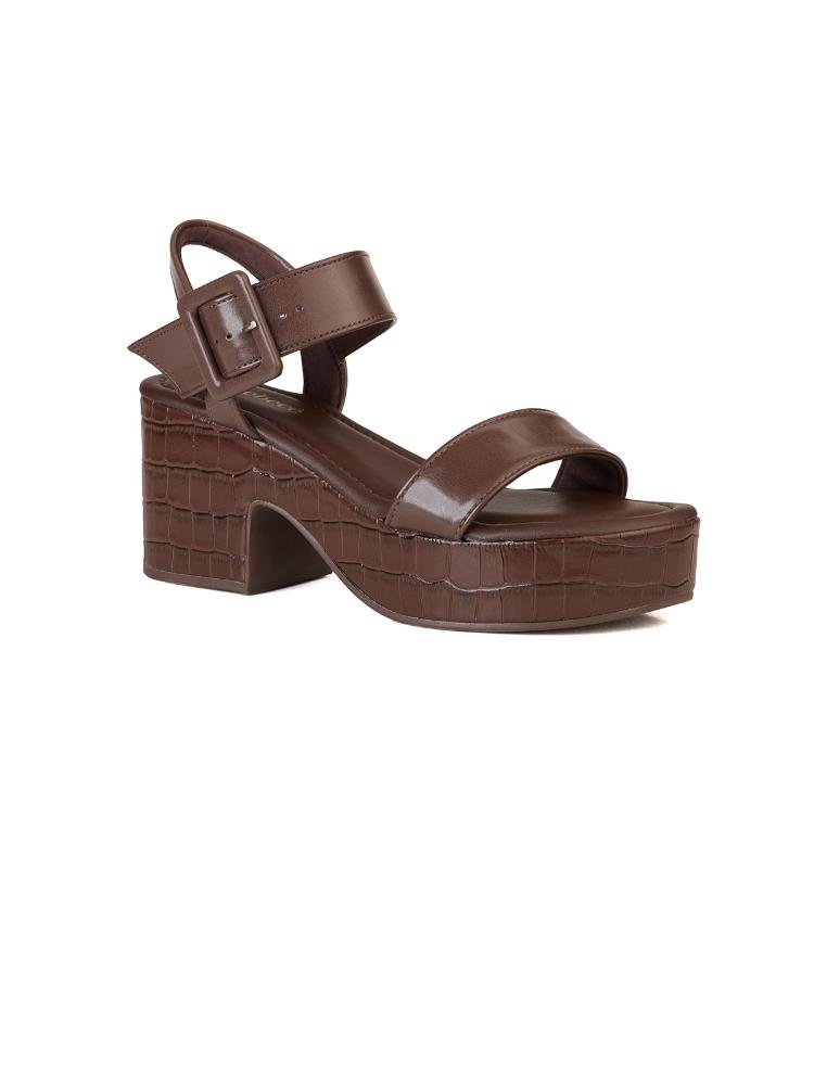 Sandália Bebecê Casual com Maxi Fivela e Flatform Marrom 3