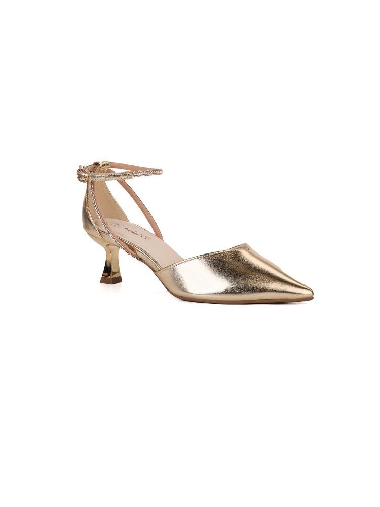 Scarpin Bebecê Salto Taça Médio Tiras Com Strass Dourado 3