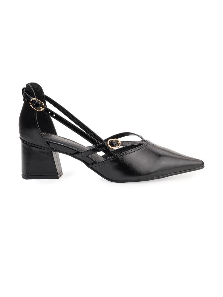 Scarpin Bebecê Slingback com Tiras Cruzadas e Salto Bloco
