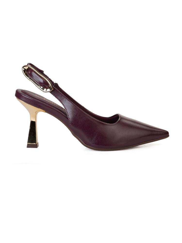 Scarpin Bebecê Slingback Salto Fino com Enfeite
