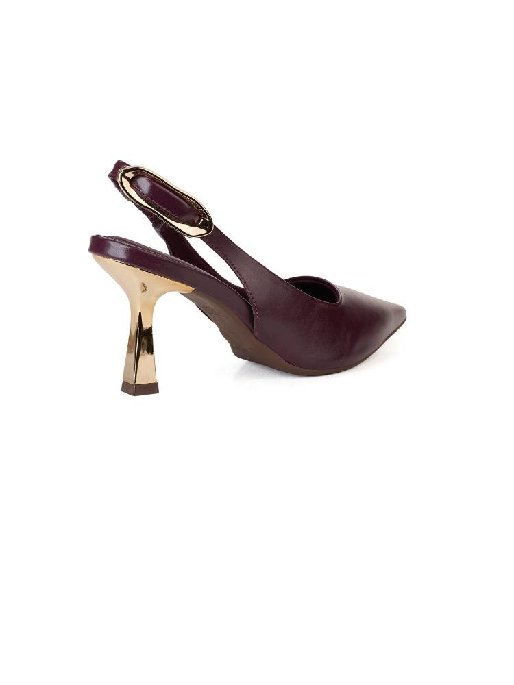 Scarpin Bebecê Slingback Salto Fino com Enfeite Vinho 4