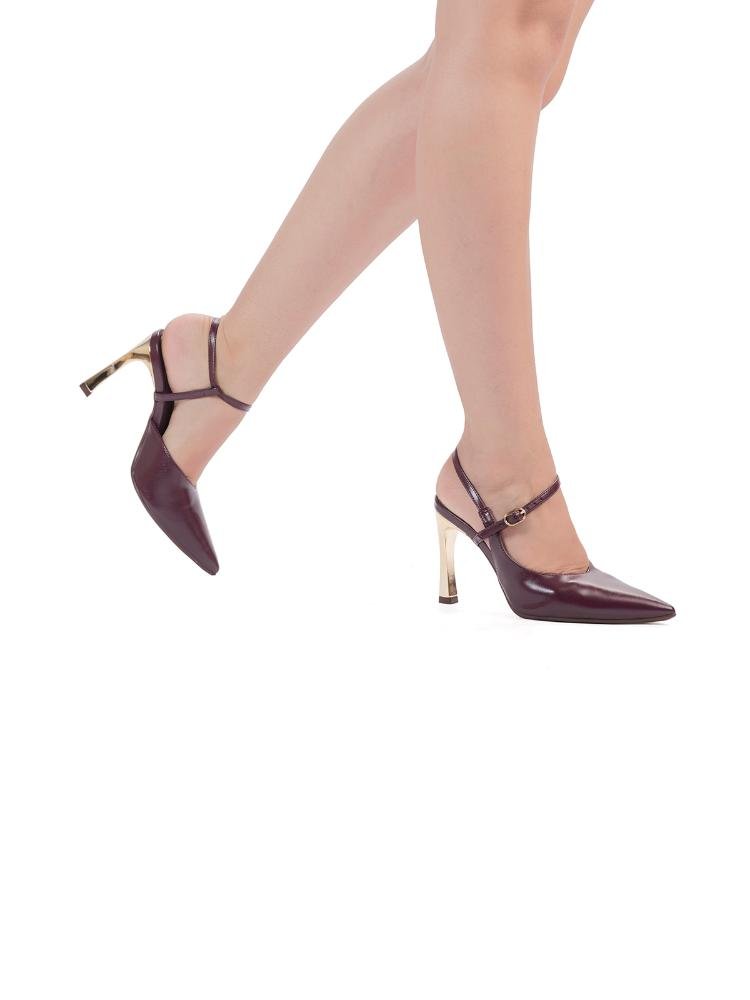 Scarpin Bebecê Slingback Salto Fino Com Tiras Cruzadas Vinho 2