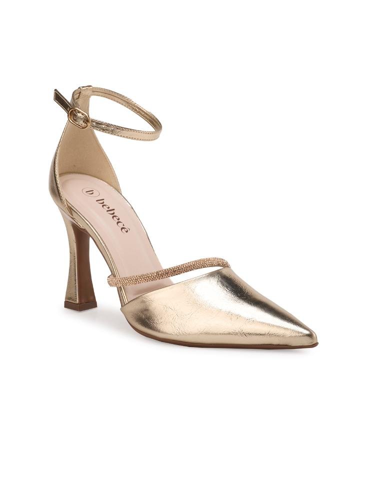 Scarpin Bebecê Semiaberto Com Fivela Strass Dourado 3