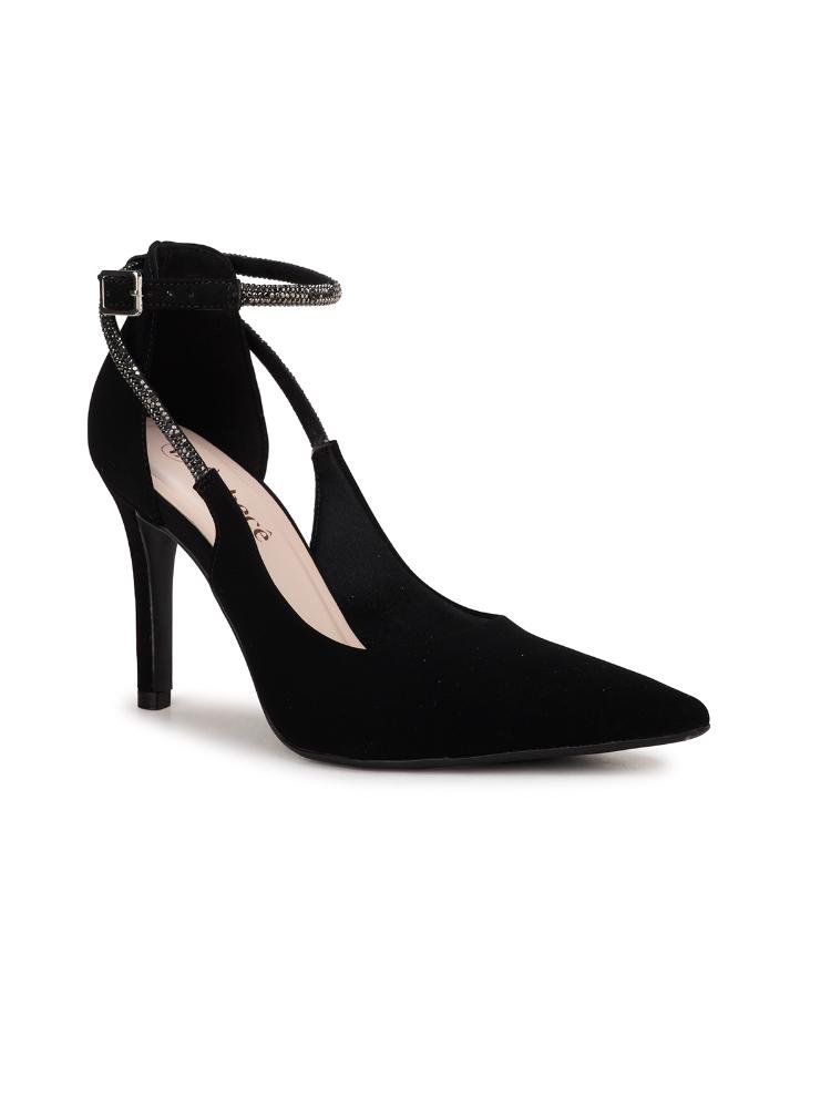 Scarpin Bebecê Sofisticado Com Strass Salto Fino Preto 3