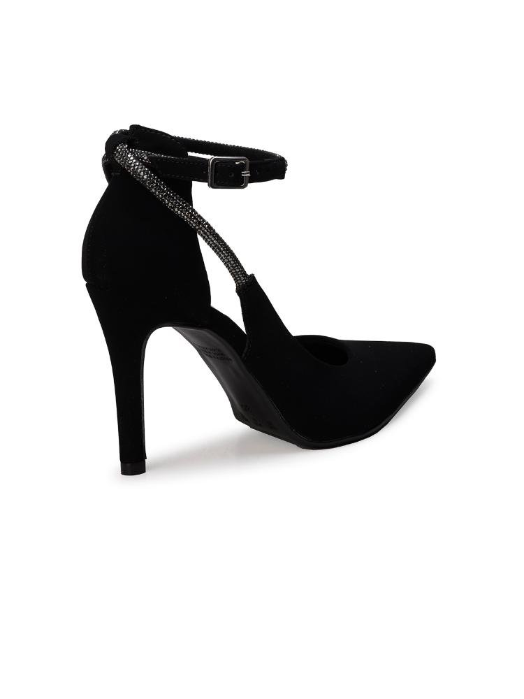 Scarpin Bebecê Sofisticado Com Strass Salto Fino Preto 4