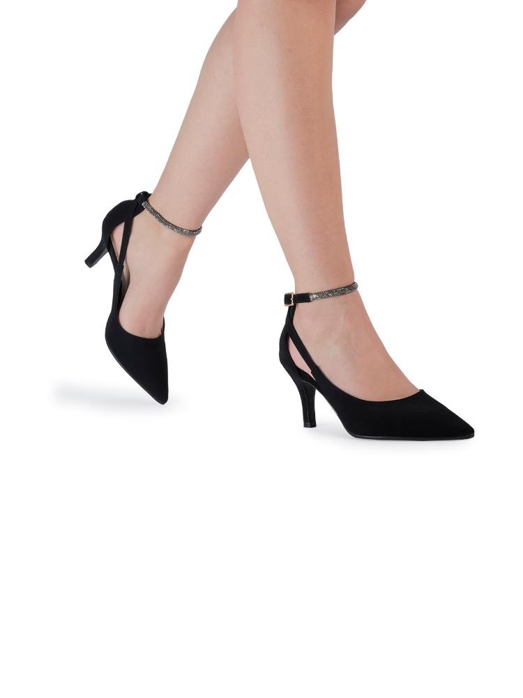 Scarpin Bebecê Salto Taça com Tira no Tornozelo Preto 2