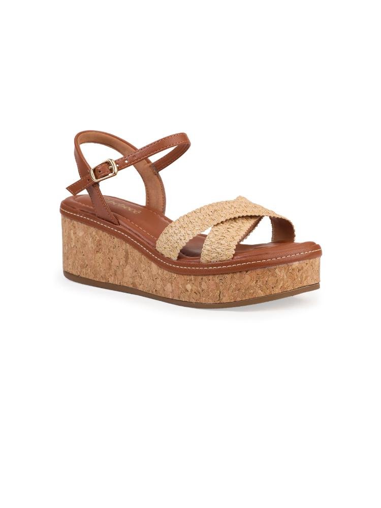 Sandália Flatform Bebecê com Trança em Palha Marrom 3