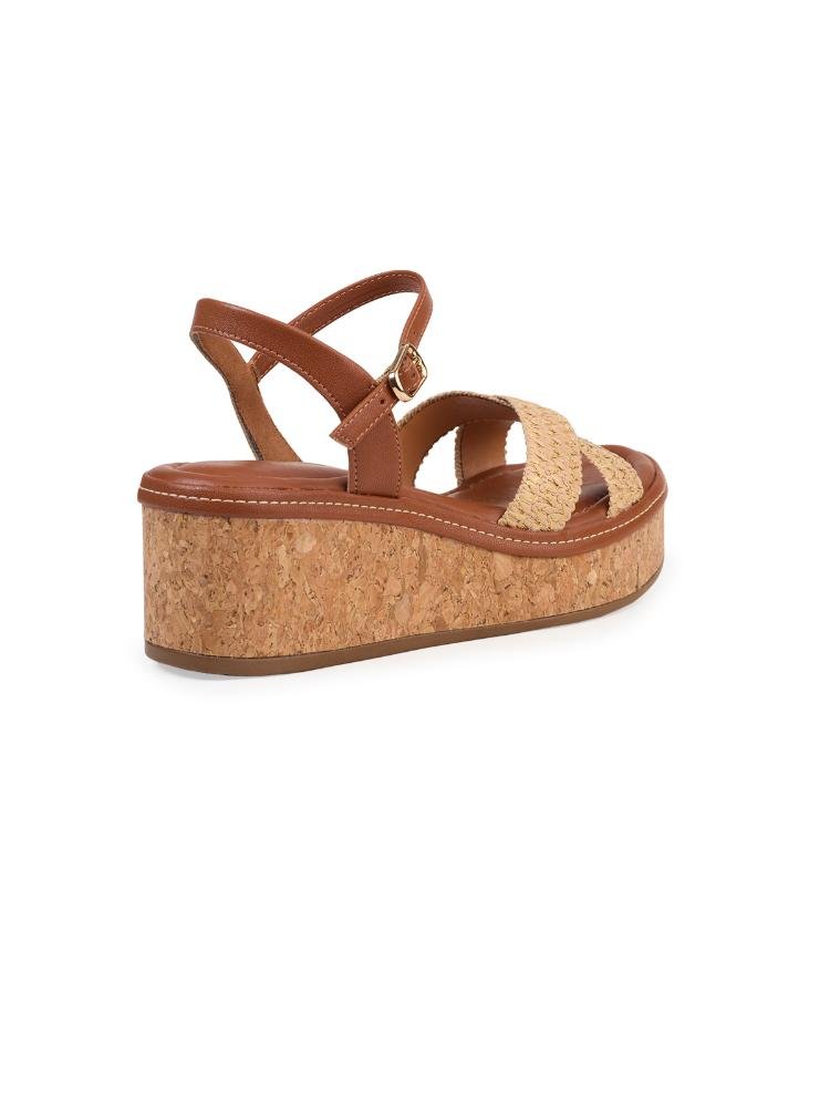 Sandália Flatform Bebecê com Trança em Palha Marrom 4