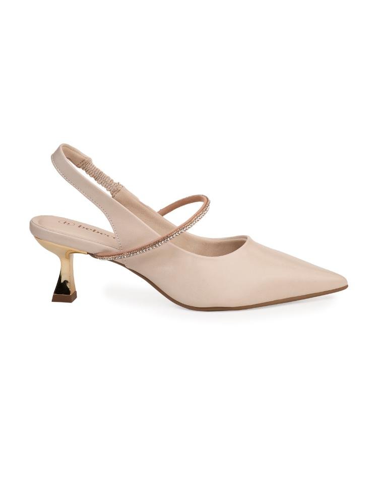 Scarpin Slingback Bebecê com Acabamento Metalizado e Salto Taça