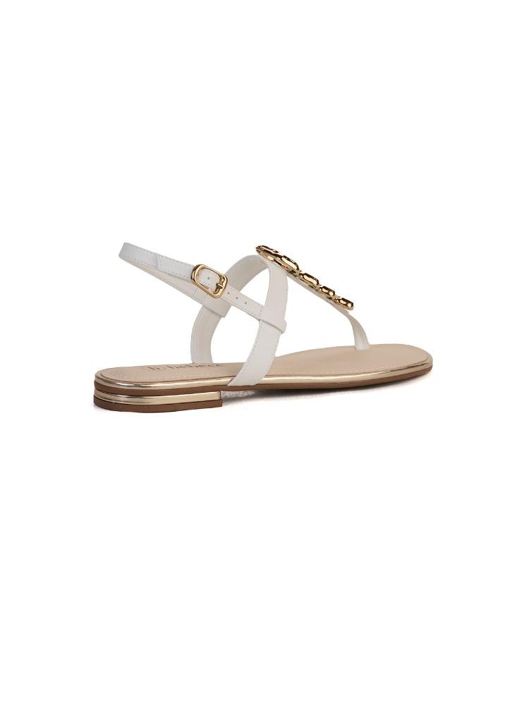 Sandália Rasteira Bebecê Tira Com Enfeites Geométricos Branco 4