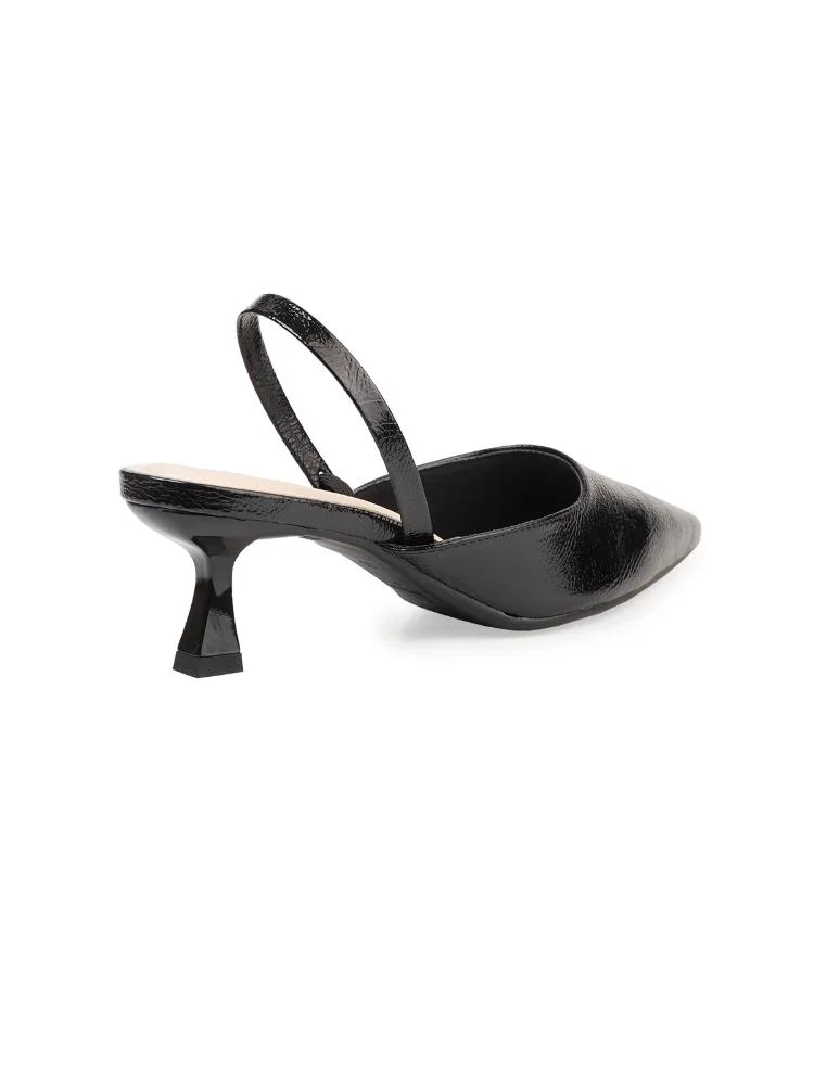 Scarpin Slingback Bebecê Salto Baixo Preto 4