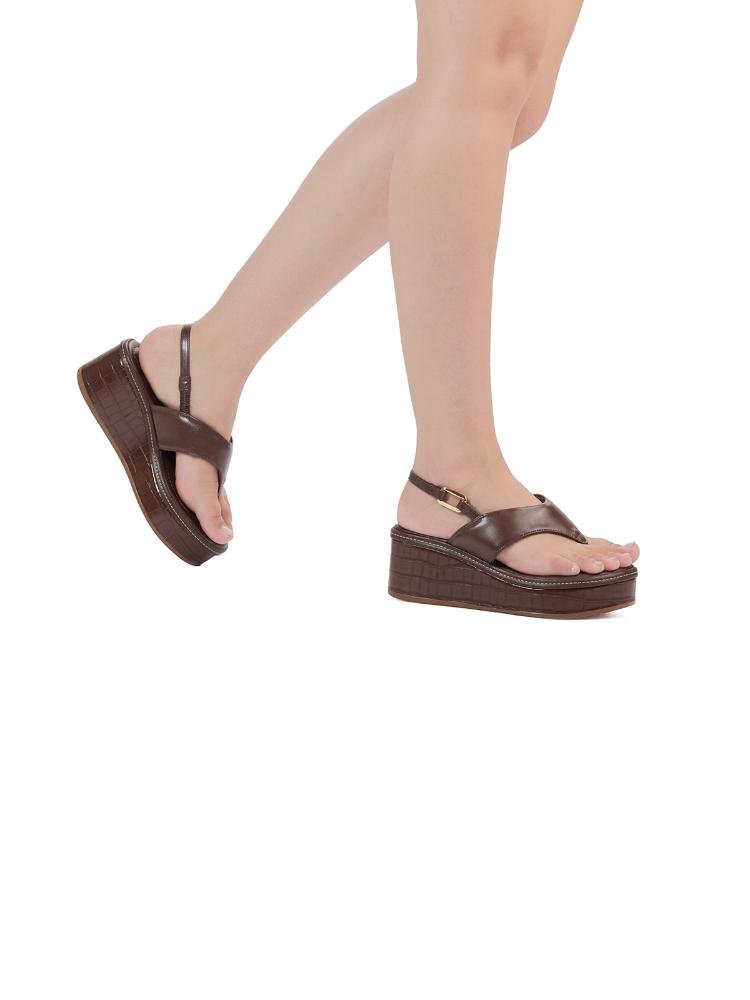 Sandália Flatform Bebecê Calce Facil Com Enfeite Marrom 2