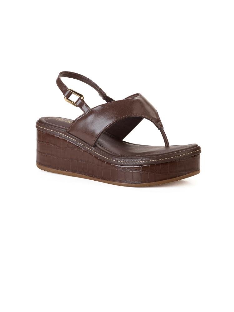 Sandália Flatform Bebecê Calce Facil Com Enfeite Marrom 3