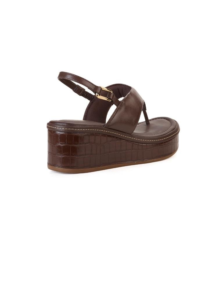 Sandália Flatform Bebecê Calce Facil Com Enfeite Marrom 4