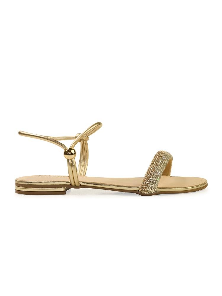 Sandália Rasteira Flat Bebecê com Strass
