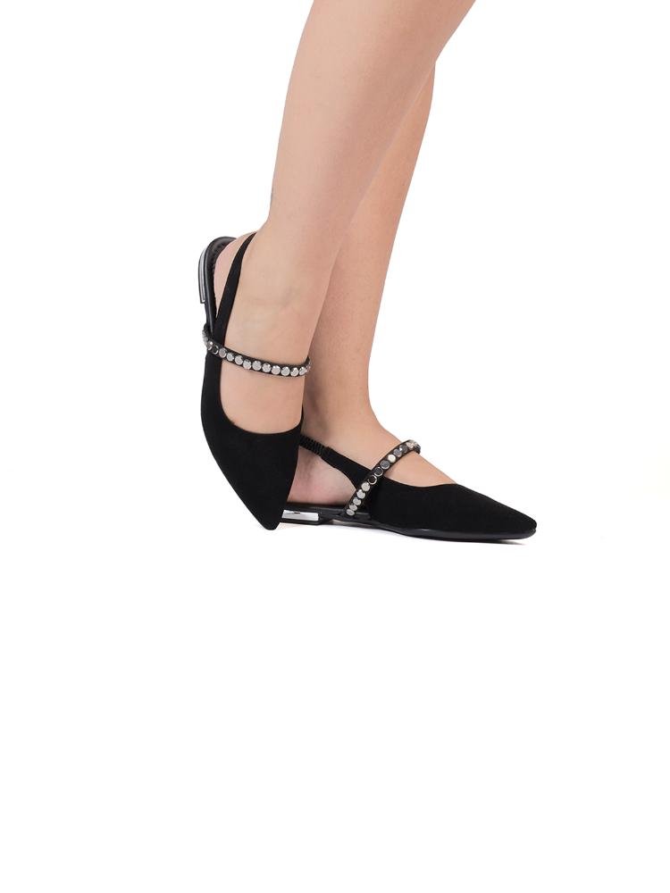 Sapatilha Slingback Bebecê com Maxi Strass Brilhante Preto 2