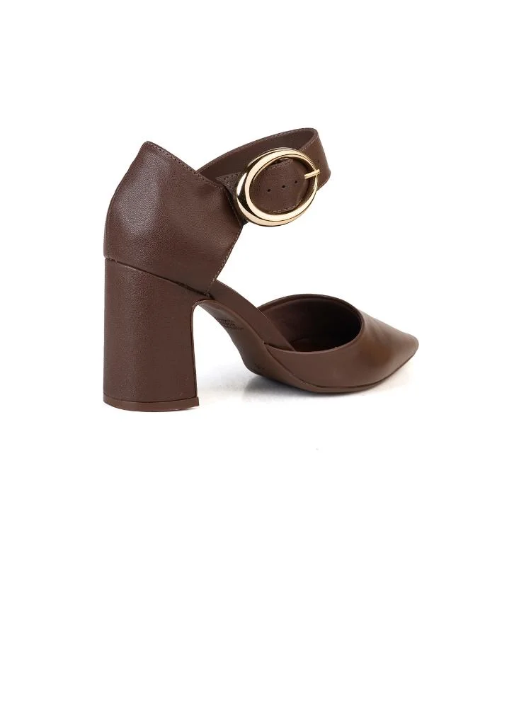 Scarpin Bebecê Confortável Maxi Fivela Marrom 4