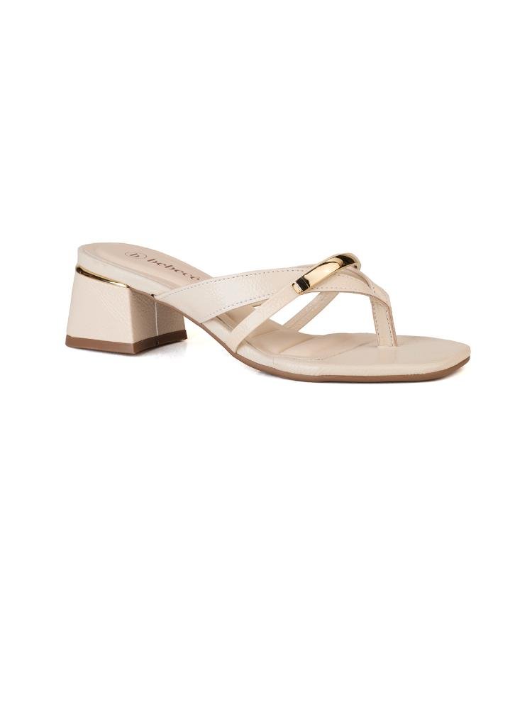 Tamanco Thong Sandal Bebecê com Enfeite Minimalista Creme 3